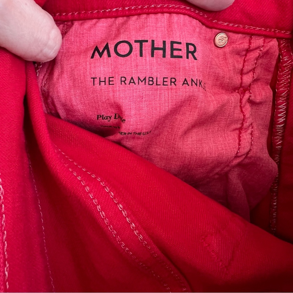 MOTHER High Rise Rambler Ankle Ribbon Red Jeans Women’s 25 1667-763 - Picture 10 of 16